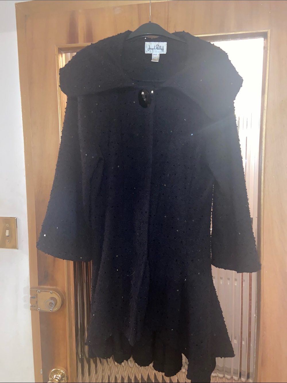 Joseph Ribkoff Black Sparkle Swing Coat